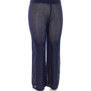 Shade & Shore Pants Small Med Navy Blue Crochet Beach Swim Cover Up Wide Leg NWT